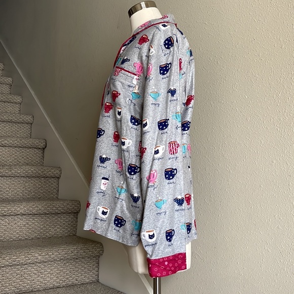 Munki Sz L Coffee Latte Classic Flannel Pajama Top ONLY - Picture 5 of 14